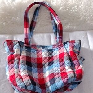 Plaid Quilted Tote HandBag